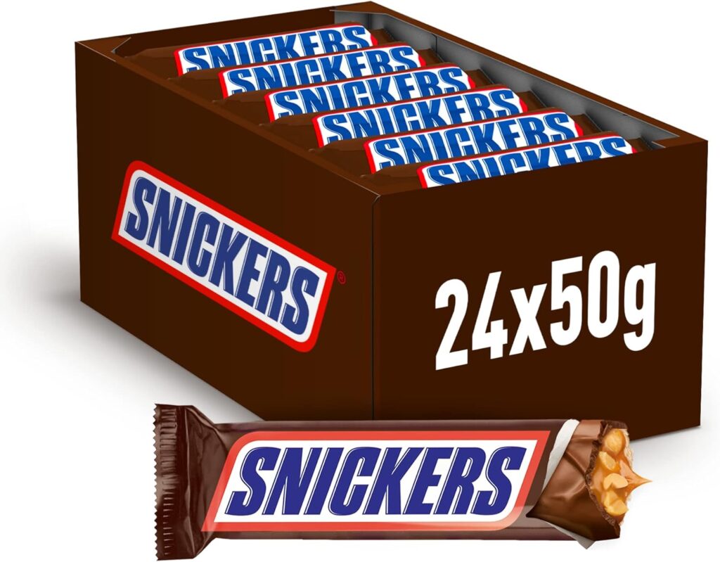 Snickers Chocolate com caramelo e amendoim revestidos de chocolate com leite (24 x 50 g)