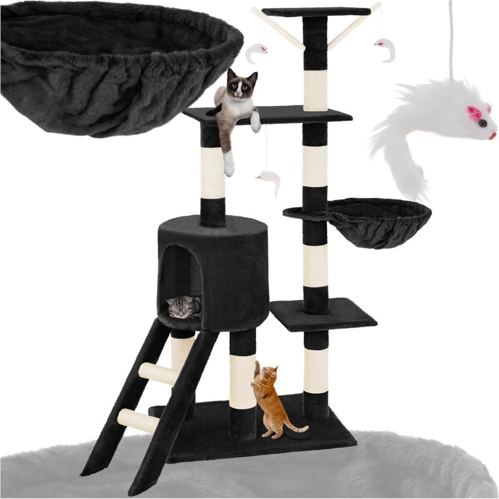 Tectake Árvore de raspador para gatos, raspador de 144 cm