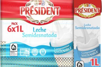 Leite Président meio gordo brik 1 l, embalagem de 6 litros