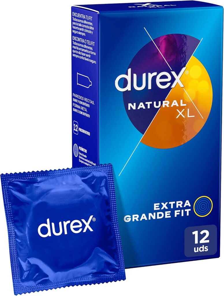 Preservativos Durex naturais XL, para conforto e segurança, 12 preservativos XL extra grandes