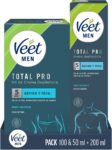 Veet Men Kit de depilação para zonas íntimas do corpo, 100 ml + 50 ml + Veet Men creme corpo 200 ml