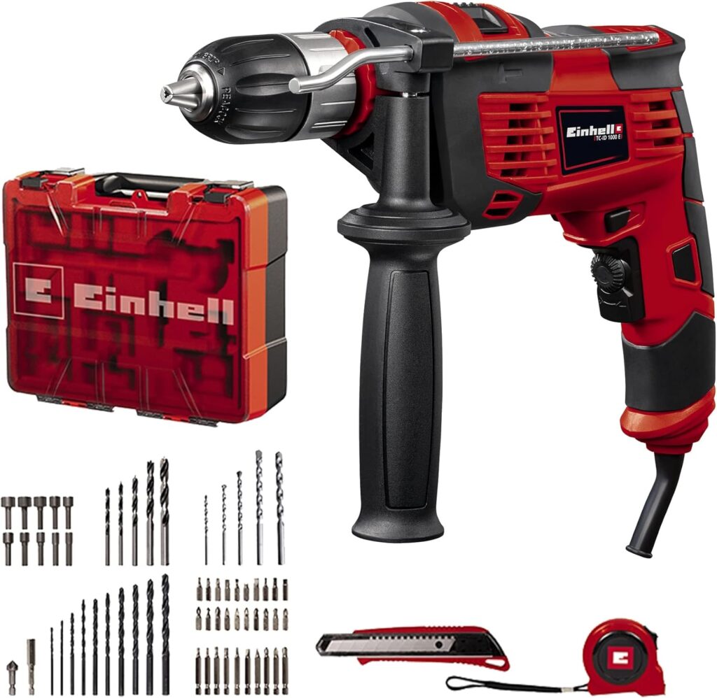 Einhell Conjunto de berbequim de percussão TC-ID 1000 E kit + 64 Acessorios