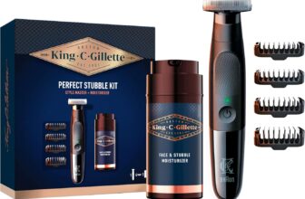 King C Aparador de barba Gillette Style Master, 4 pentes e creme hidratante para rosto