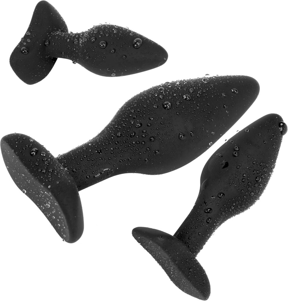 Belmalia 3 x Plugs com pé estável, conjunto de 3 vibradores de silicone