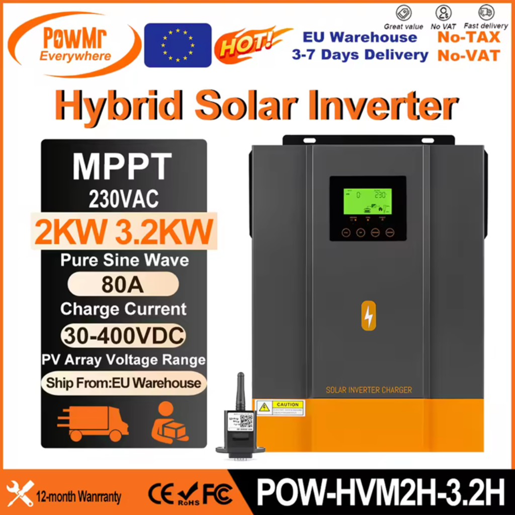 Inversor solar híbrido PowMr 2KVA 60 A ou 3,2 kW 80 A