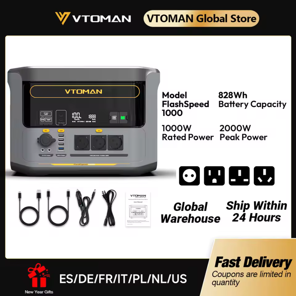 VTOMAN FlashSpeed 1000 estação de energia portátil 2000W 828Wh LiFeP04