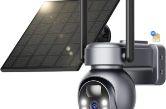 SEHMUA 4G LTE Câmara de vigilância exterior com painel solar e cartão SIM