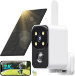 Câmara de vigilância cartão SIM 4G LTE, carregamento com painel solar 9000 mah, 2K HD,