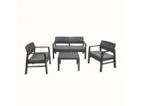 Conjunto de Jardim Kilimanjaro Antracite IPAE PROGARDEN (2 Cadeirões + 1 Mesa de Apoio + 1 Sofá duplo + 4 Almofadas)