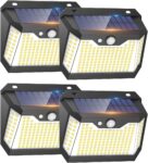 Pacote de 4 luzes solares LED exterior Auto ON&OFF, 3 modos luz