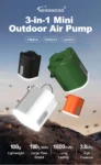 Giga Mini bomba portátil inflação, deflação e lanterna