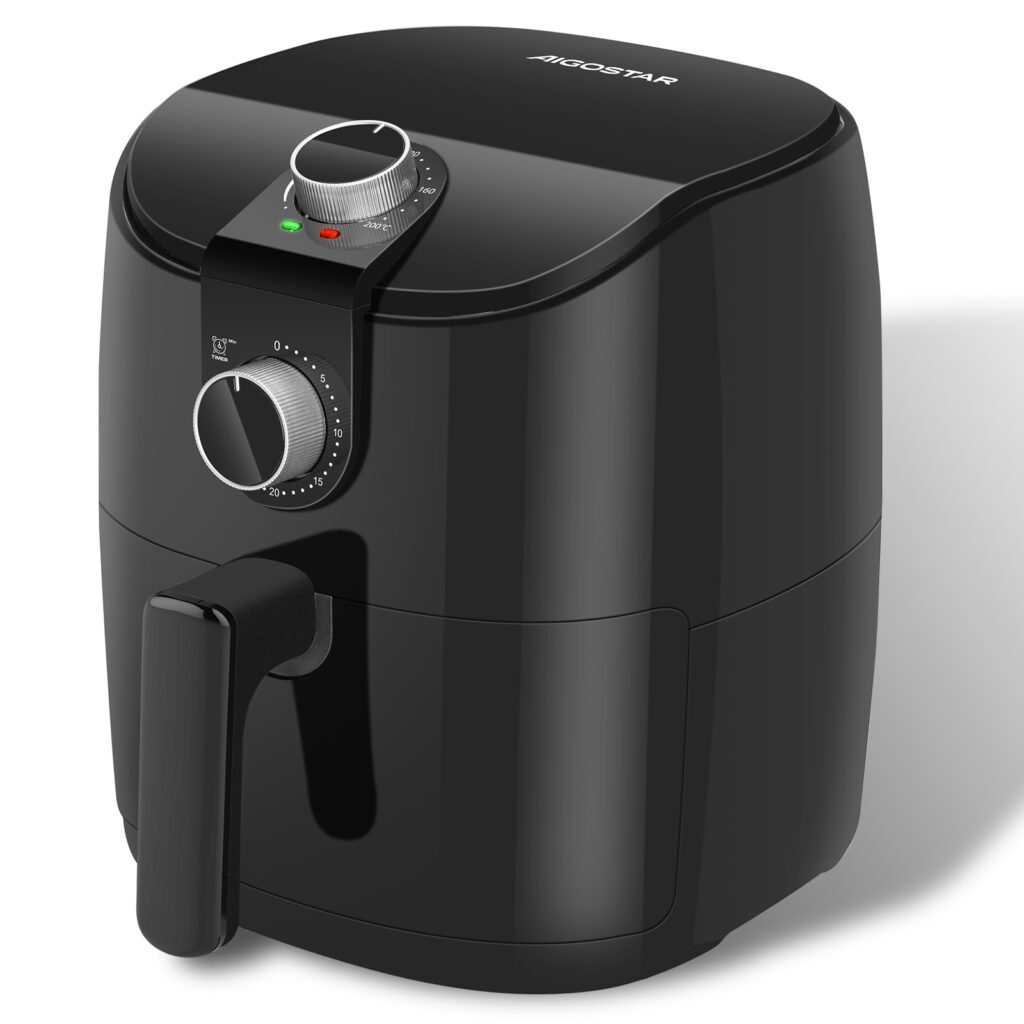 Fritadeira AIGOSTAR 4L, tempo e temperatura ajustáveis, grelha antiaderente amovível, 1500W