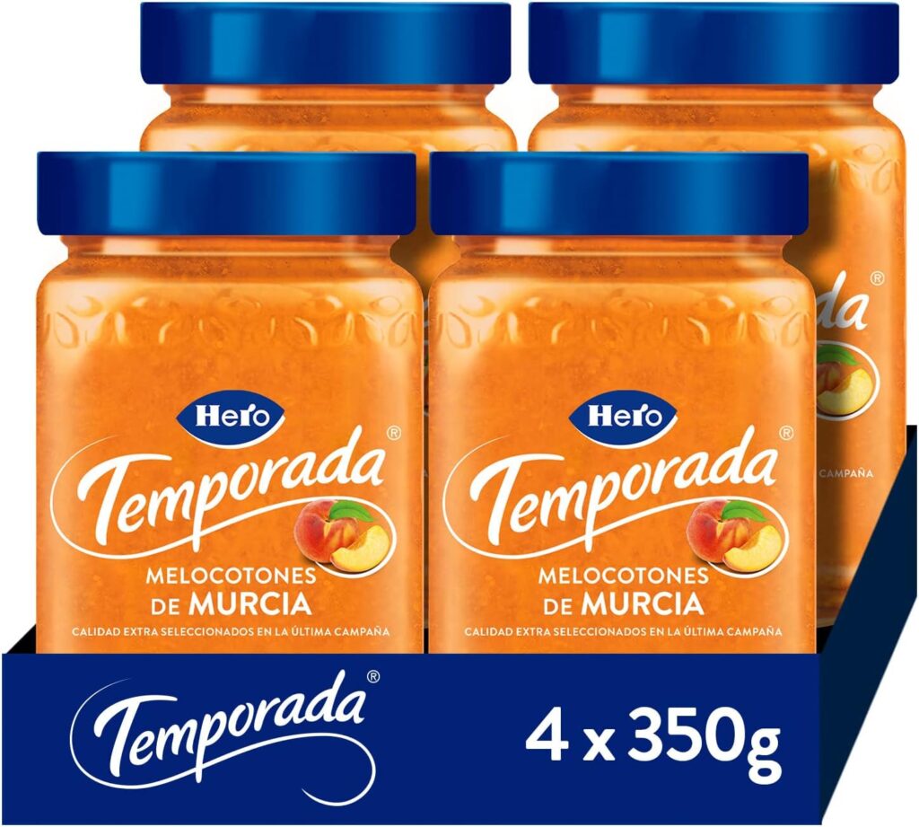 Compota Hero pêssego da estação, conjunto de 4 x 350 g