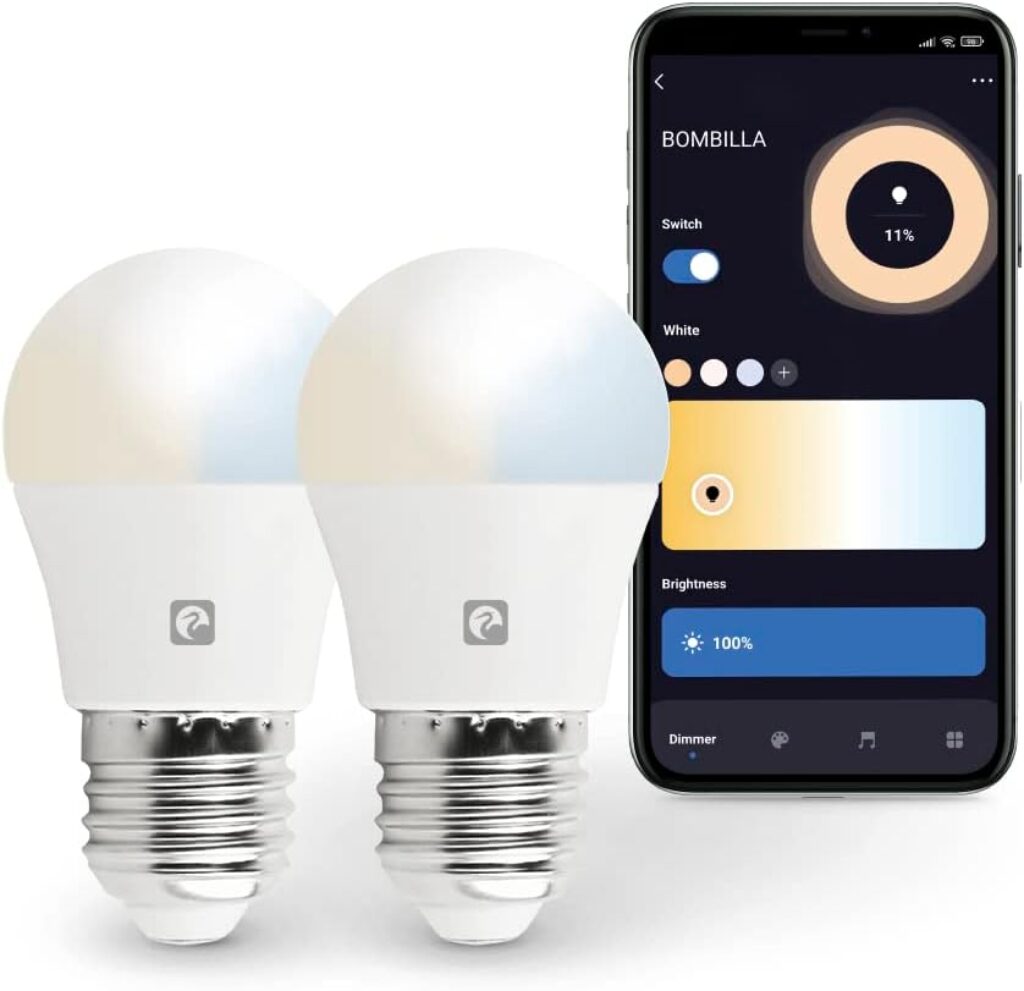 Smart Pack de 2 lâmpada LED inteligente com Wi-Fi esférica, 5,5 W
