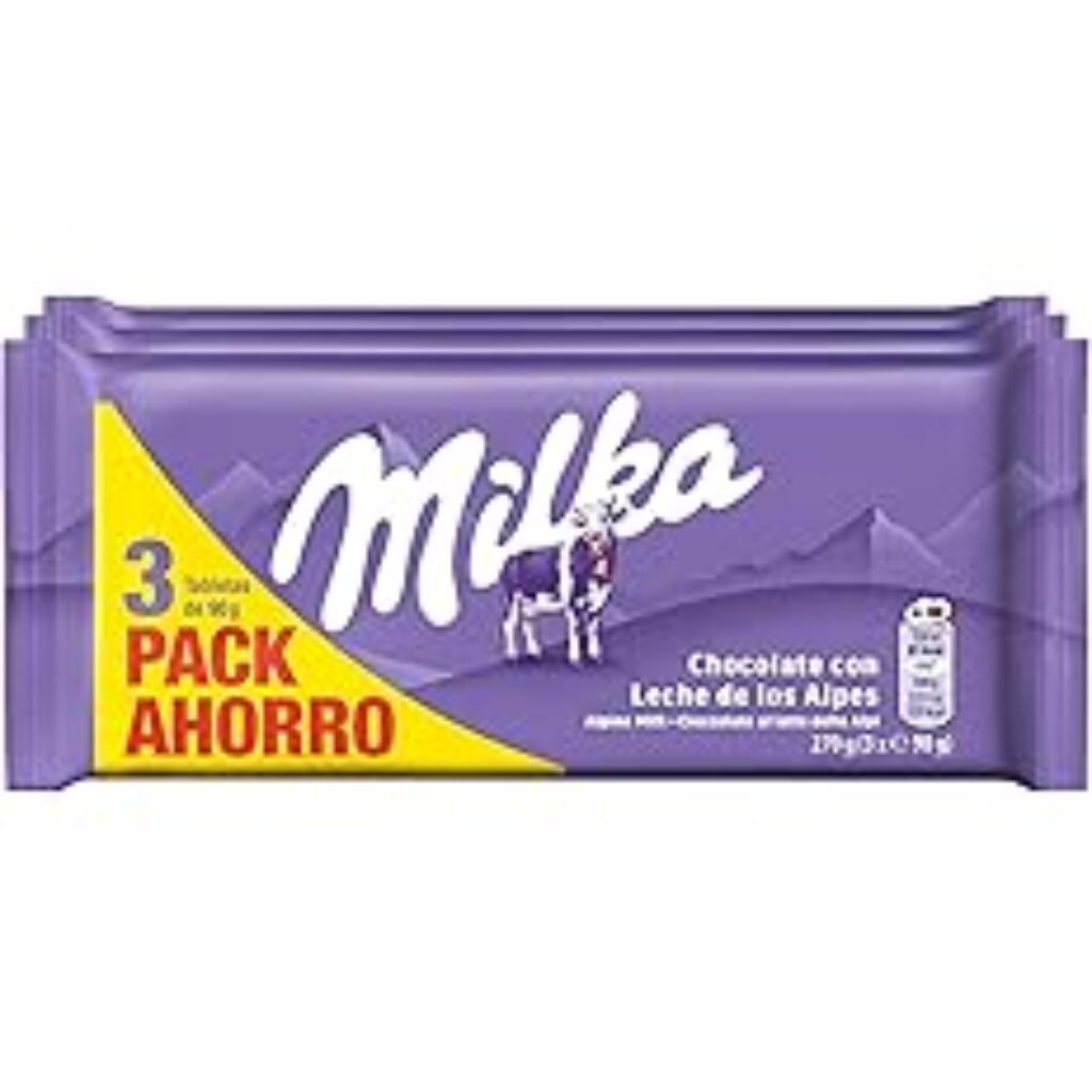 3x3 Milka Chocolate de leite, pack poupança 90g