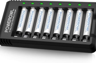 Carregador de pilhas com 8 unidades AAA 1000 mAh