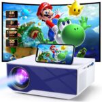 Projetor com Bluetooth e WiFi, suporte nativo 1080P 4K