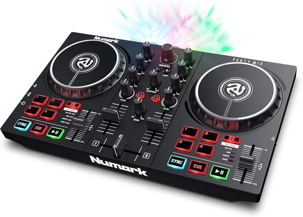 Numark Party Mix II Controlador DJ, mesa de mistura com luzes integradas