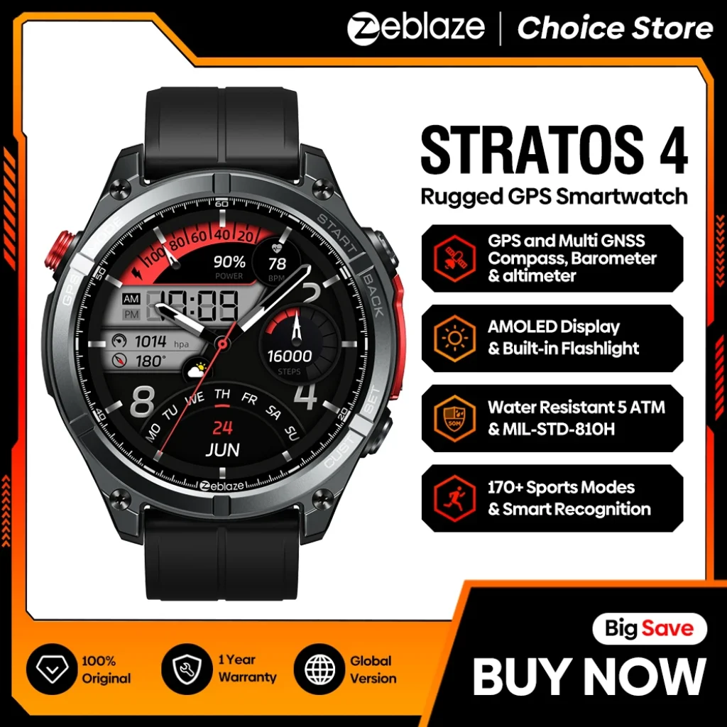 NEW 2025 Zeblaze Stratos 4 GPS Smartwatch 1.43" AMOLED Screen