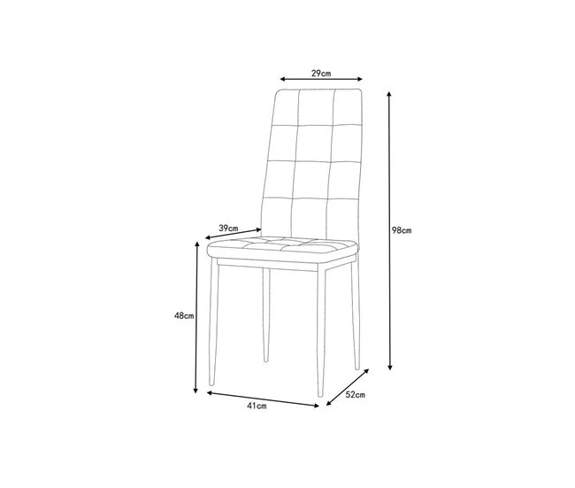 Conjunto de 4 cadeiras LISA cor preto medidas