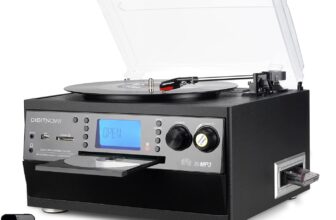 Leitor de Discos Vinil, CD, Rádio FM e Cassetes