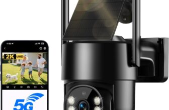 Suloron Câmara de vigilância WiFi exterior solar, 2K, 4 MP, rede 2,4 G e 5 G