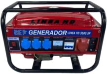Gerador elétrico portátil de gasolina, 2500 W, 230/380 V, motor de 4 tempos, depósito 15 L, trifásico e monofásico, cor vermelha