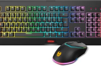 KROM Kabala | Teclado de Membrana Sem Fios RGB 6 Teclas Anti-Ghosting, Rato Sem Fios 6 Níveis dpi 800-4800