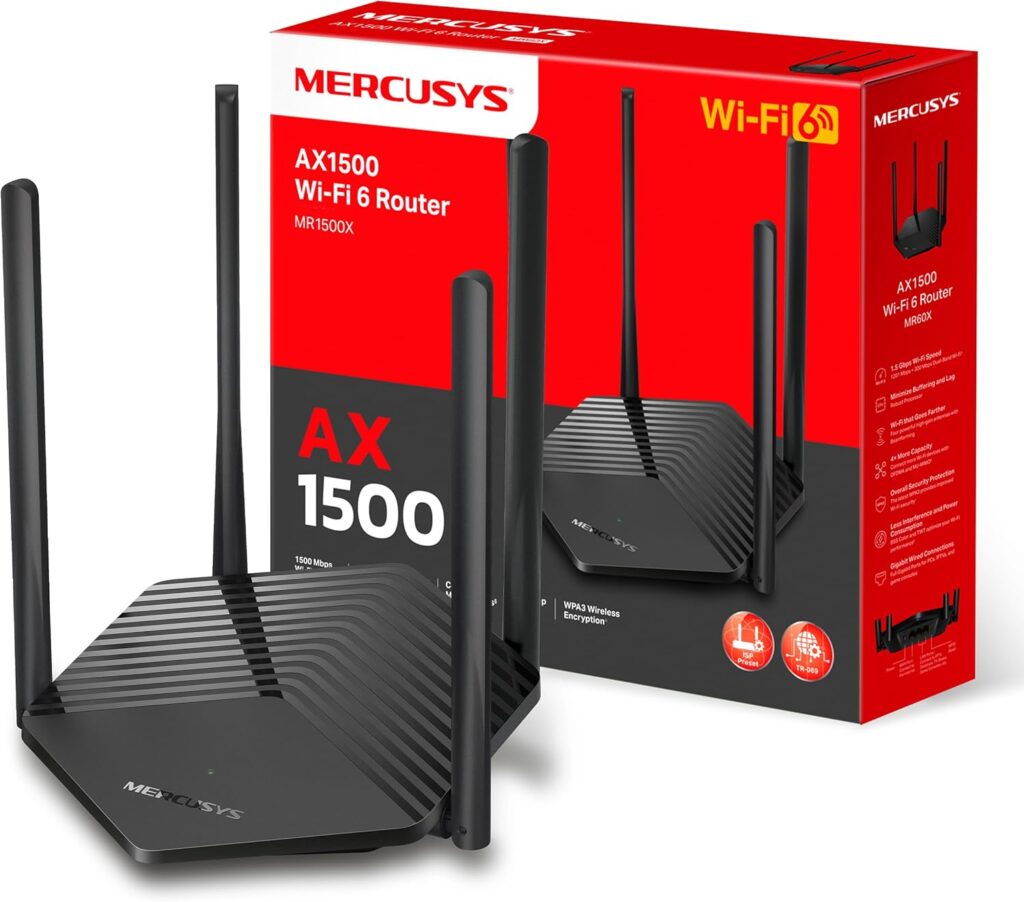 MERCUSYS MR1500X | Router Wi-Fi 6 de Banda Dupla AX1500 | Velocidade 1,5 Gbps