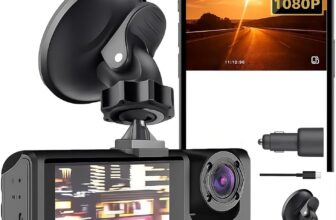 Dashcam de Câmera Dupla para Carro Full HD com Tela e Visão Noturna, MicroSD 32GB
