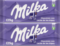 Milka Tableta de Chocolate con Leche de los Alpes, 2x125 g