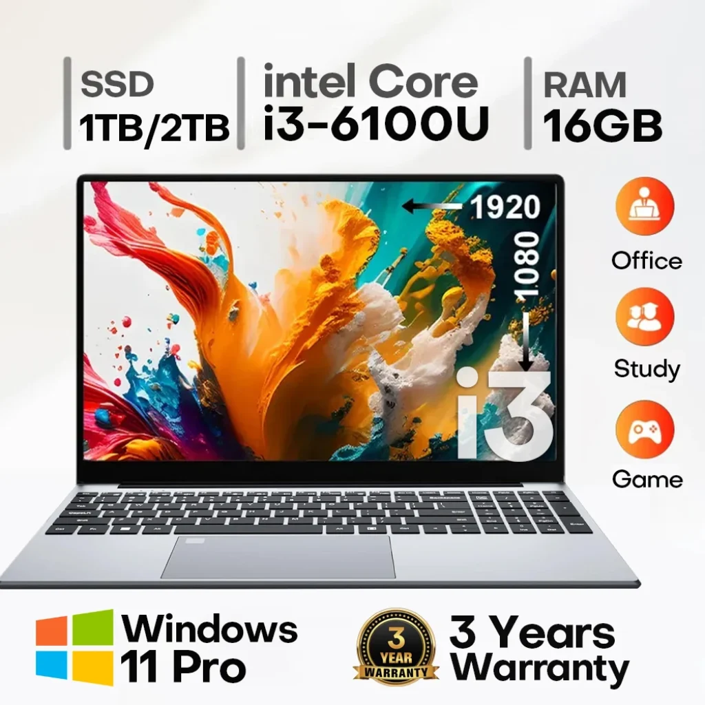 intel core i3 6100u computador portátil windows 11 pro 16gb ram 512gb