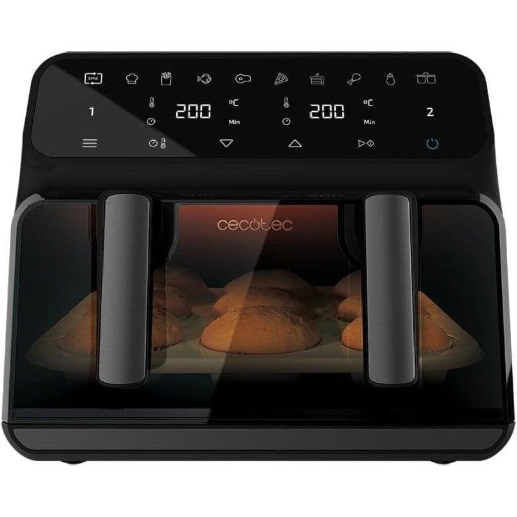 Fritadeira de Ar Cecotec Cecofry Advance 9000 Window 9L 2850W Dupla Cuba LED
