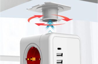 Extensão de tomada em cubo com suporte de mesa e parede 2 USB tipo A e 1 USB tipo C