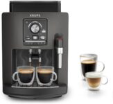 KRUPS Harmony, Cafeteira super automática, 4 bebidas, espumador leite, carbono