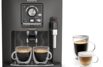 KRUPS Harmony, Cafeteira super automática, 4 bebidas, espumador leite, carbono