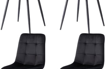 GrandCA HOME Conjunto de 4 Cadeiras de Sala de Jantar com Assento Estofado em Veludo Holandês