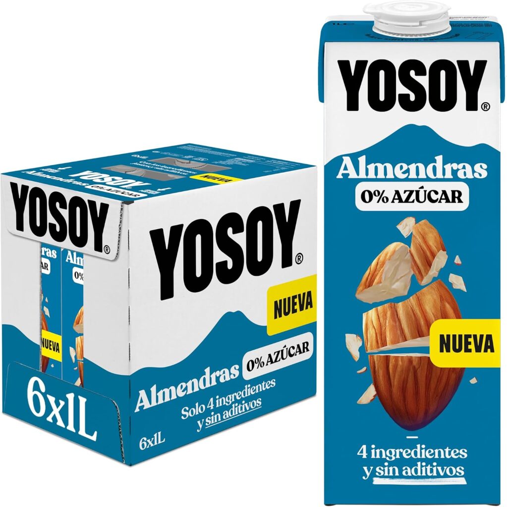 Yosoy Bebida vegetal de amêndoa 0%, embalagem de 6 x 1 l