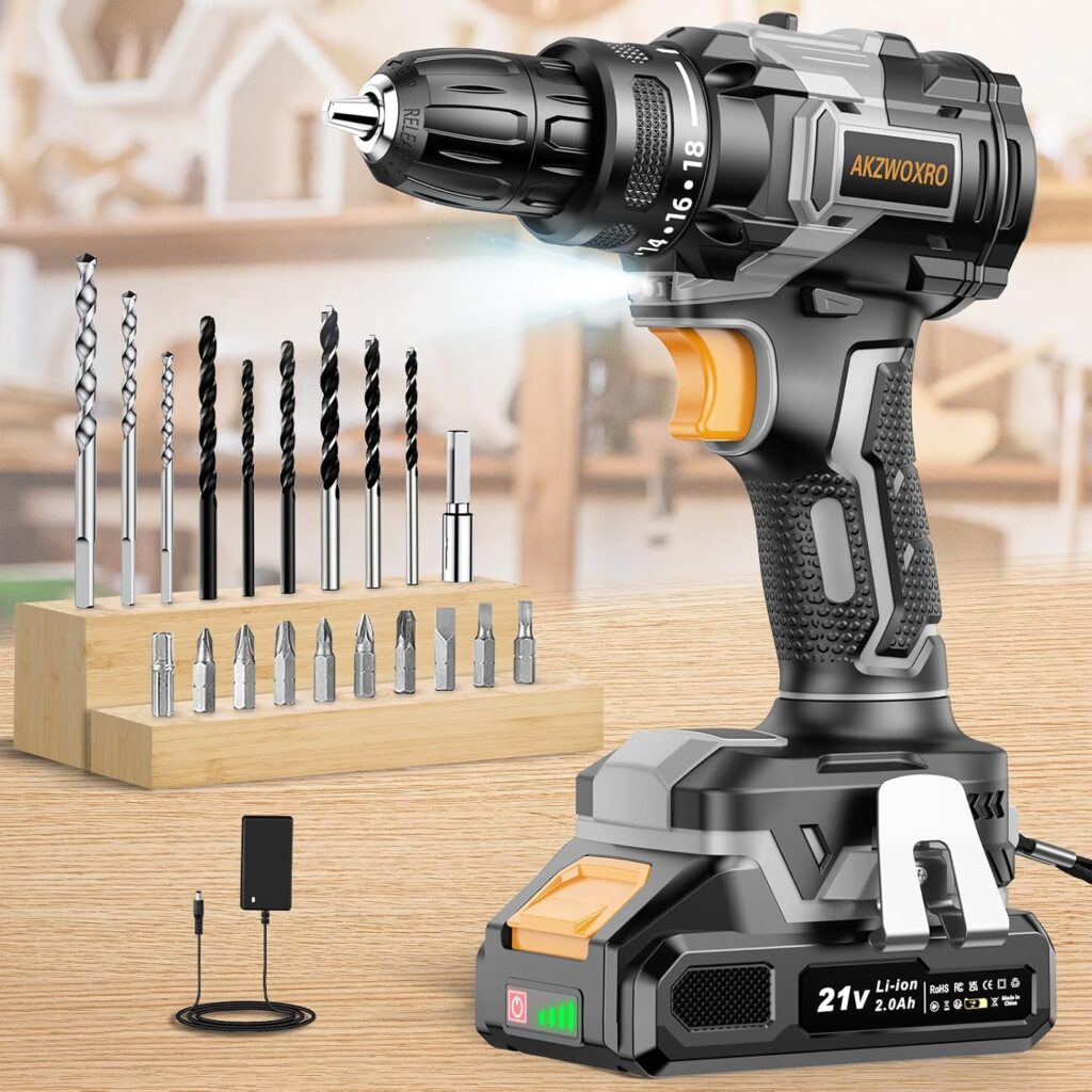 Berbequim e Aparafusador Brushless 21 V, 42 Nm, Bateria de 2,0 Ah