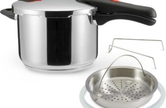 Amazon Basics Panela de pressão de aço inoxidável com vaporizador, 6 litros