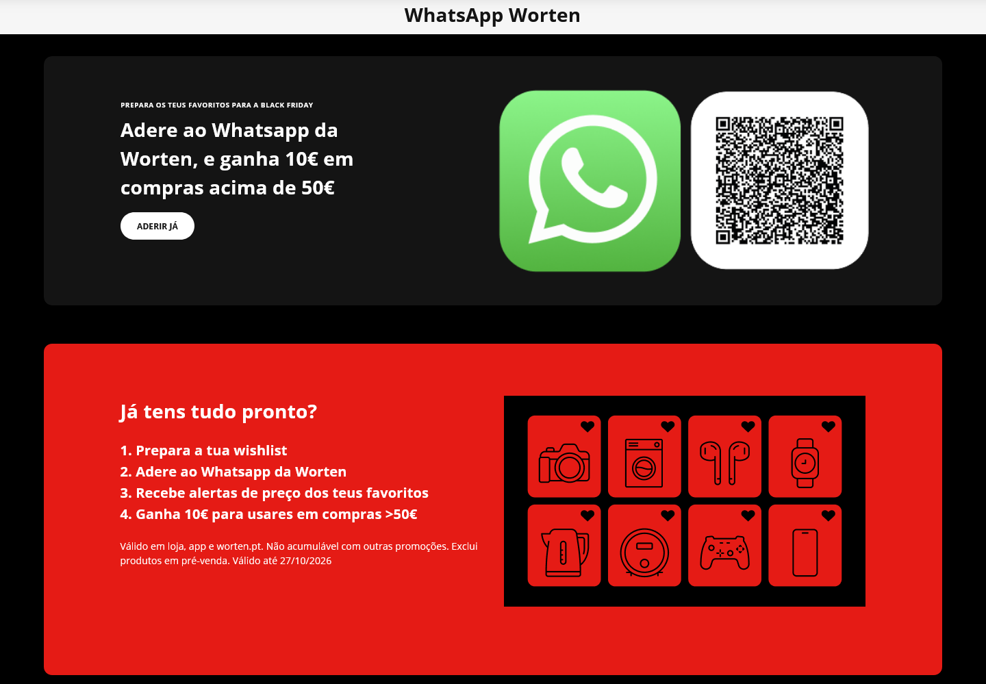 Adere ao Whatsapp Worten e ganha descontos exclusivos