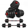 Conjunto de halteres 30KG com 16 peças,  barra ajustável 2 em 1, equipamento para exercícios musculação