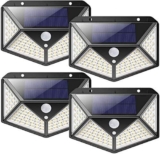 Luz solar externa de parede, 3 modos de trabalho, IP65 à prova de água, 4 pcs