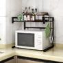 Prateleira de cozinha extensível para microondas com três ganchos