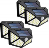 Conjunto de 4 holofotes solares externos 100LED 2200mAh 3 modos 270 ° à prova de água IP65