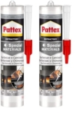 Pattex Silicone churrascos e lareiras, cinzento, resistente ao fogo, 500 g (embalagem de 2)