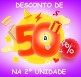 Compre 2 unidades, economize 50% em uma delas