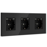 Tomada de parede tripla com 2 portas USB (máximo 2.1A)