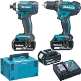 Makita DLX2127J1 Conjunto de 2 máquinas (18 V, Li-Ion, 3 x 3 Ah, DDDF482 DTD152)