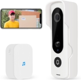 Campainha sem fios com câmara, 1080P HD WiFi 166°
